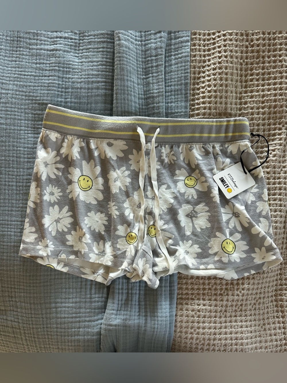 P.J. Salvage Grey Daisy & Yellow Smiley Lounge Shorts
